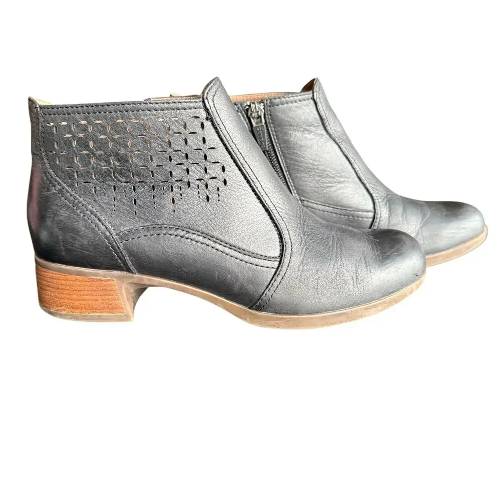 Dansko Liberty Ankle Booties Women’s Black Burnished Nappa Leather - Size 36